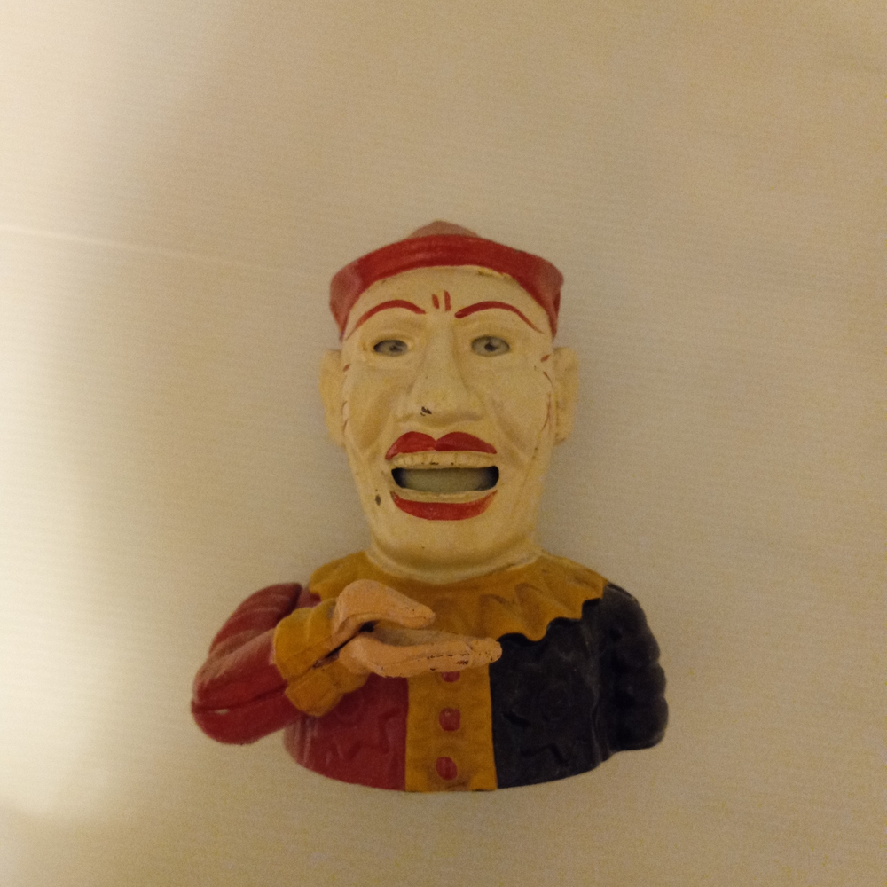 Whimsical Clown Sculpture - Red, Yellow, Black